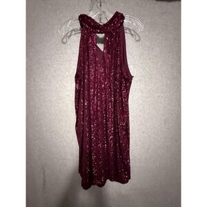 The Limited Dress Womens Medium Purple Sequin Halter Trapeze Mini Party Cocktail